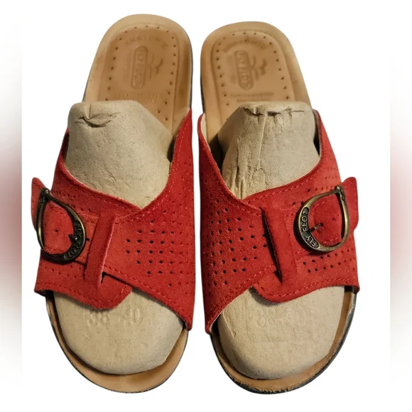 Fly Flot Italian Suede Buckle Sandals 38 - Picture 1 of 5